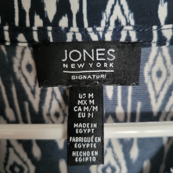 Jones New York Women's Black and White Patterned Top - Picture 3 of 7